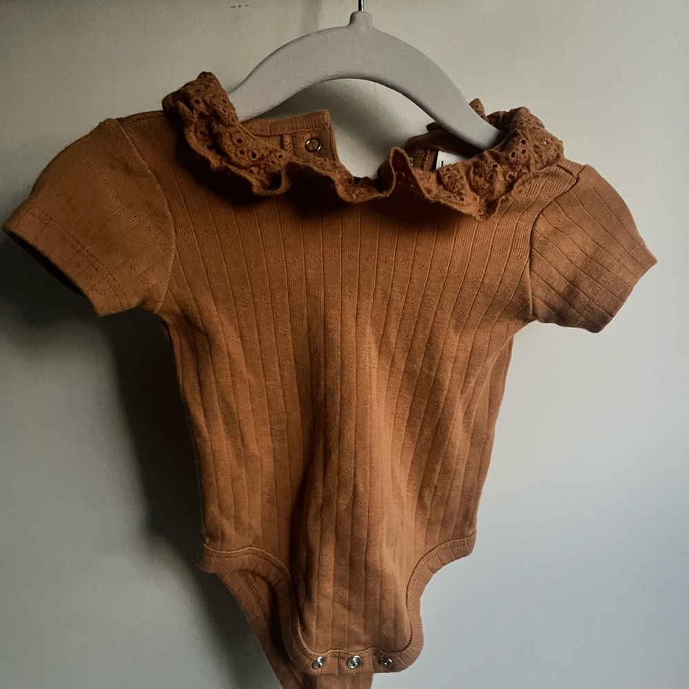 Brown Ruffled Infants One Piece